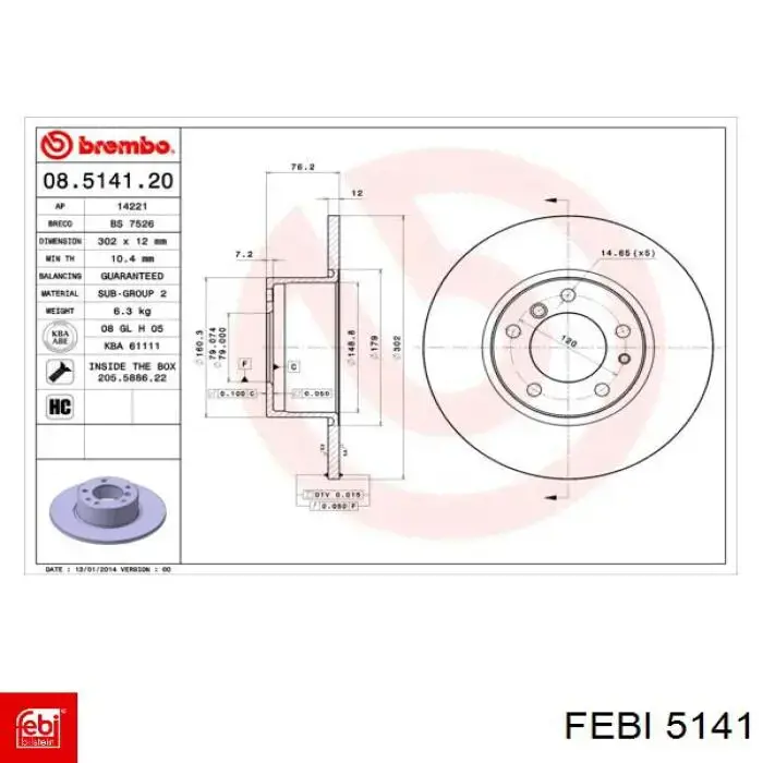 5141 Febi cojinete de rueda delantero