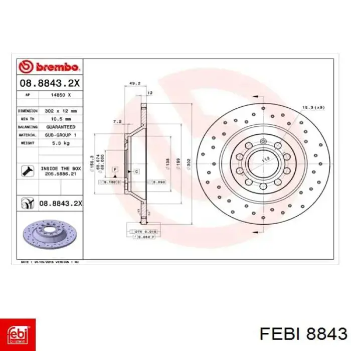 8843 Febi articulación, árbol longitudinal, delantera