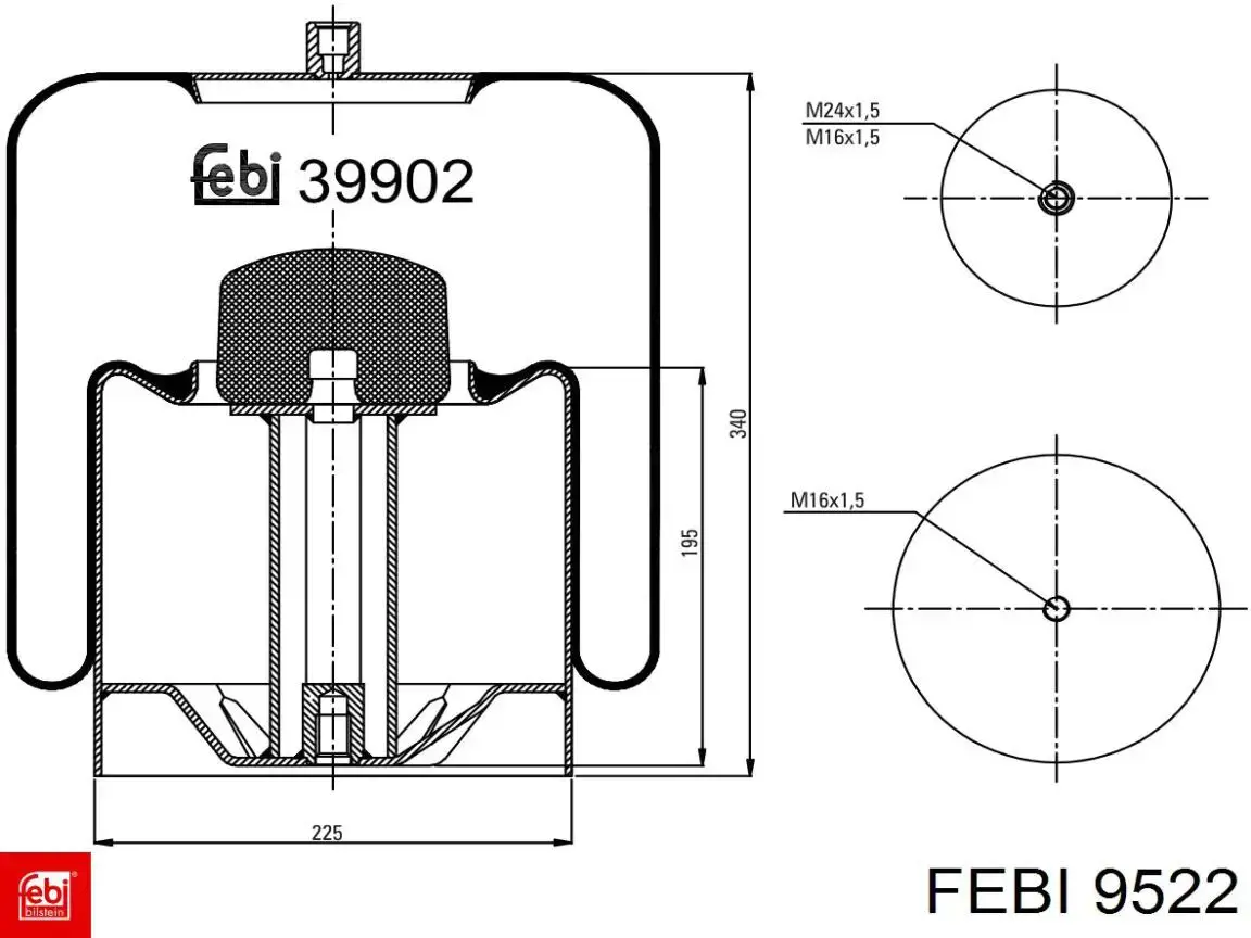 9522 Febi soporte amortiguador trasero