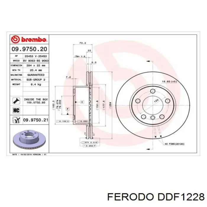 DDF1228 Ferodo freno de disco delantero