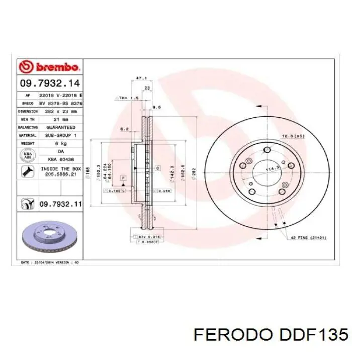 DDF135 Ferodo freno de disco delantero