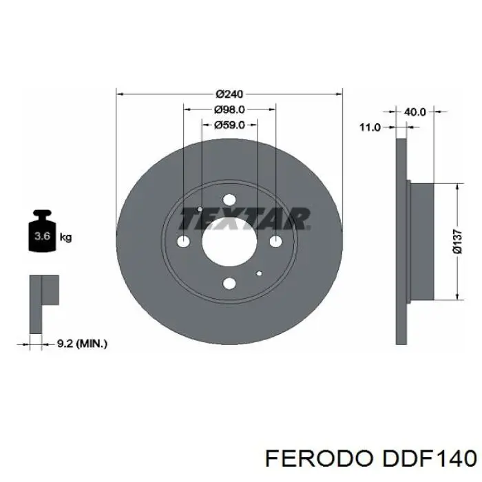 DDF140 Ferodo freno de disco delantero