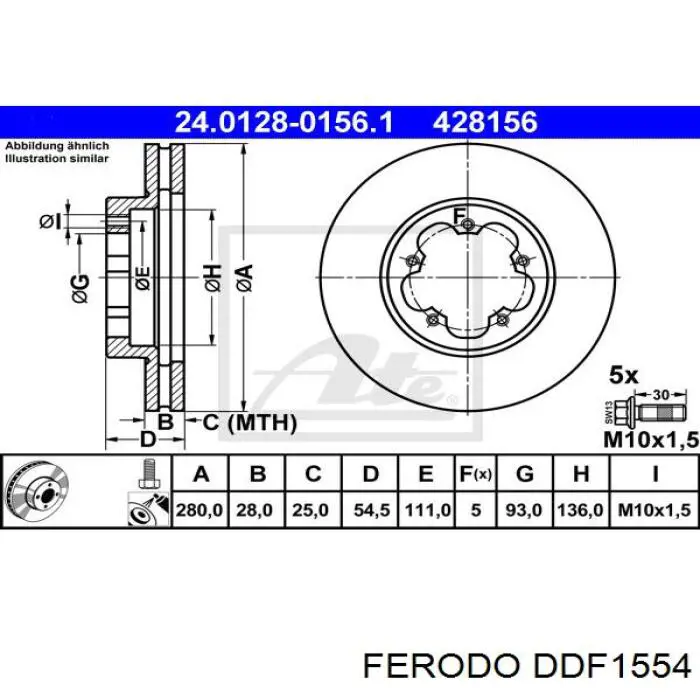 DDF1554 Ferodo freno de disco delantero