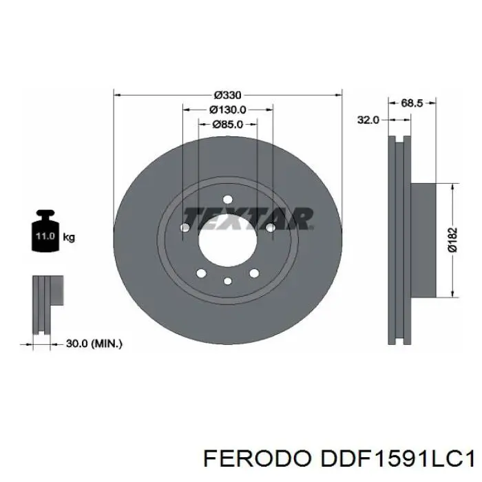 DDF1591LC-1 Ferodo freno de disco delantero