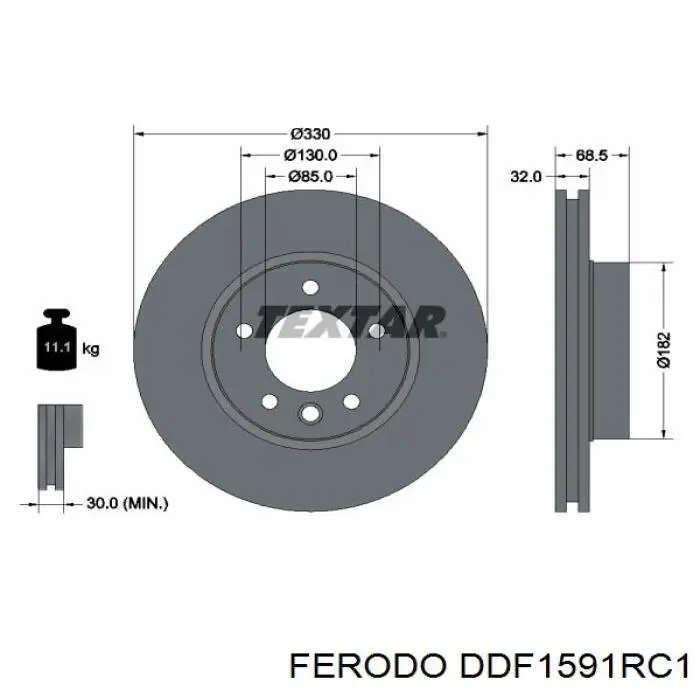 DDF1591RC-1 Ferodo freno de disco delantero