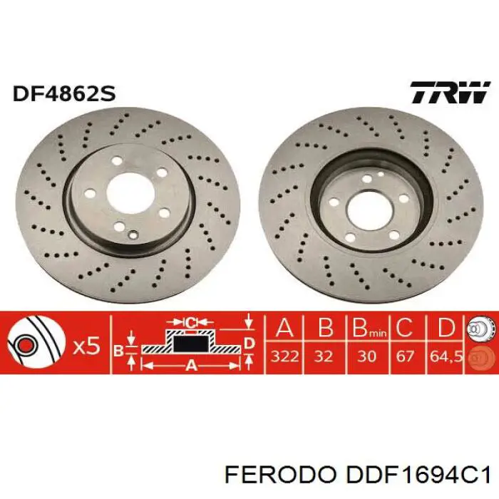 DDF1694C-1 Ferodo freno de disco delantero