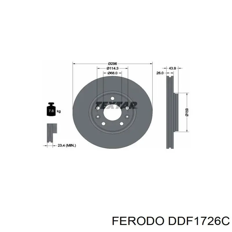 DDF1726C Ferodo freno de disco delantero