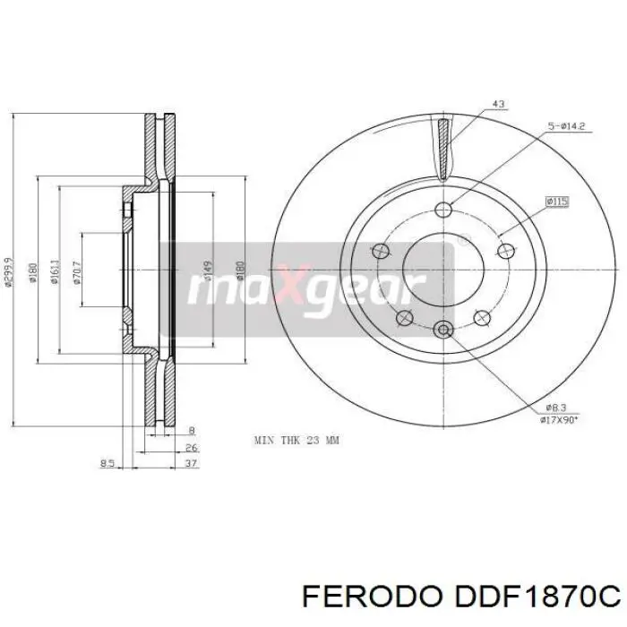 DDF1870C Ferodo freno de disco delantero