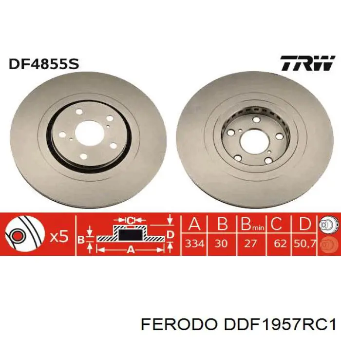 DDF1957RC-1 Ferodo freno de disco delantero