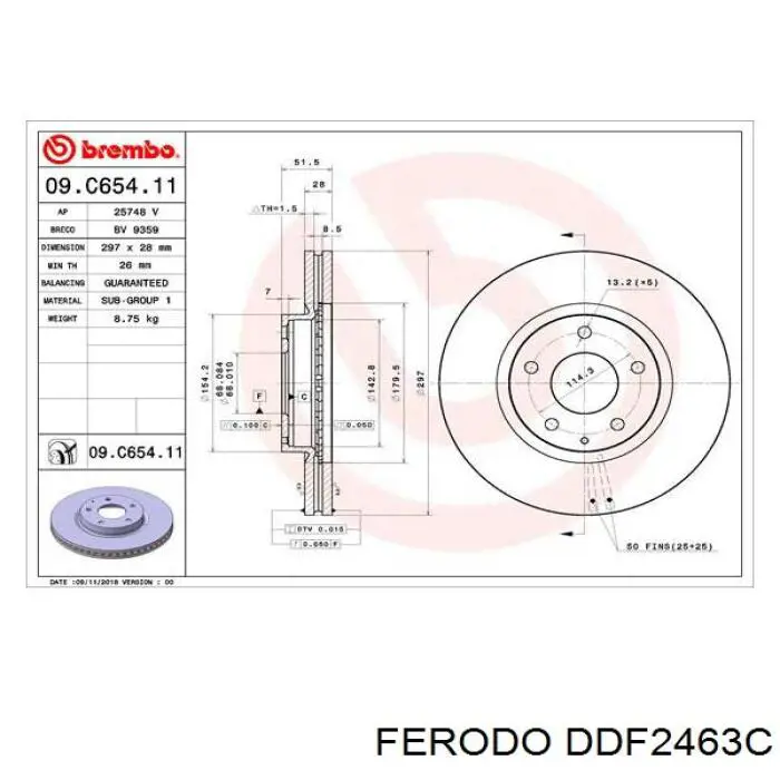 DDF2463C Ferodo freno de disco delantero