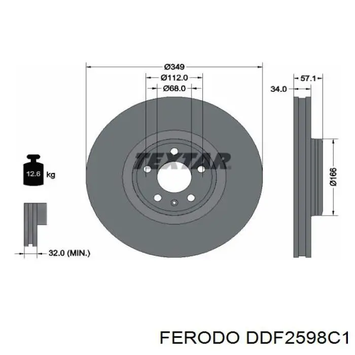 DDF2598C-1 Ferodo freno de disco delantero