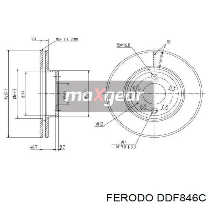 DDF846C Ferodo freno de disco delantero