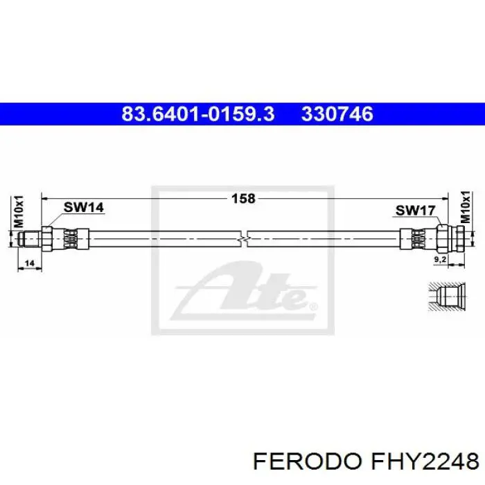 FHY2248 Ferodo tubo flexible de frenos trasero