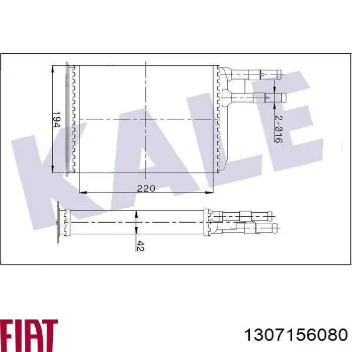 1307156080 Fiat/Alfa/Lancia radiador de calefacción