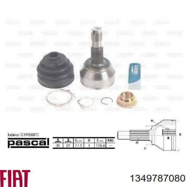 1349787080 Fiat/Alfa/Lancia fuelle, árbol de transmisión delantero interior