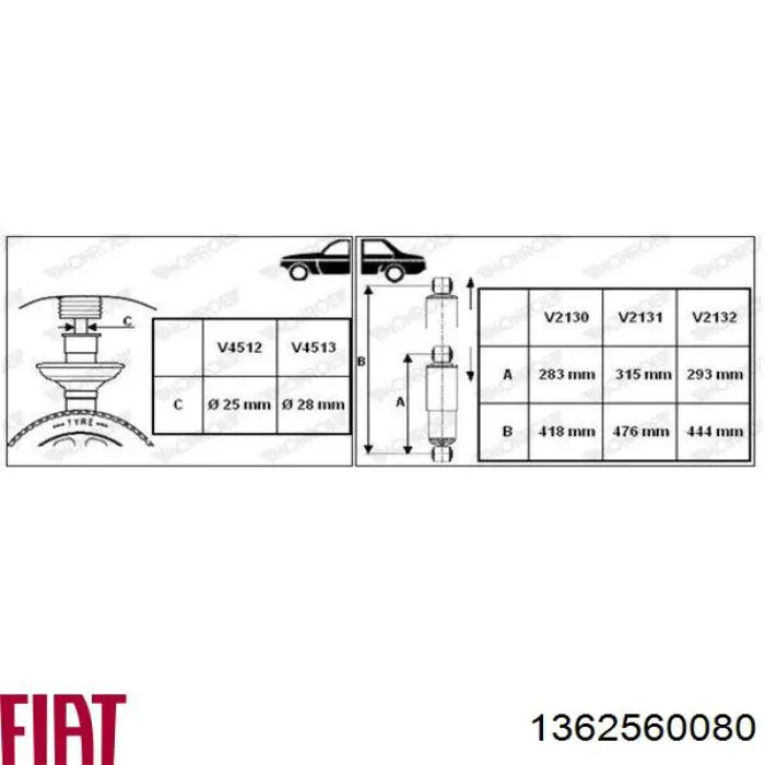 1362560080 Fiat/Alfa/Lancia amortiguador trasero