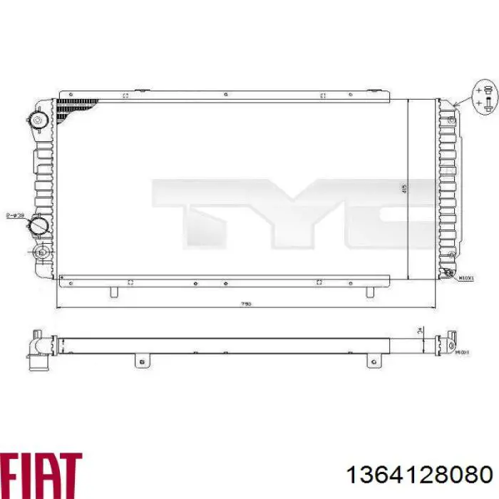 1364128080 Fiat/Alfa/Lancia radiador refrigeración del motor