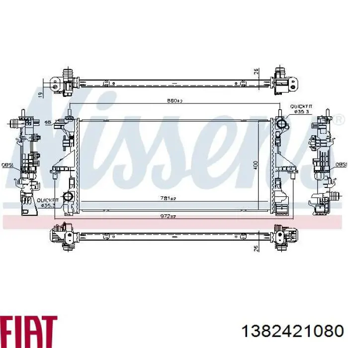 1382421080 Fiat/Alfa/Lancia radiador refrigeración del motor