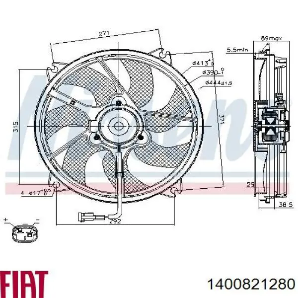 1400821280 Fiat/Alfa/Lancia ventilador (rodete +motor refrigeración del motor con electromotor, izquierdo)