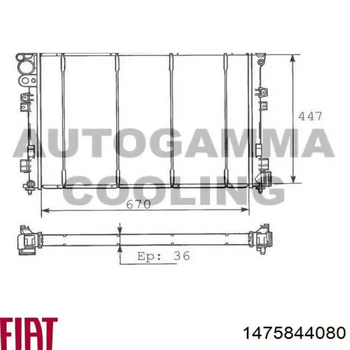 1475844080 Fiat/Alfa/Lancia radiador refrigeración del motor