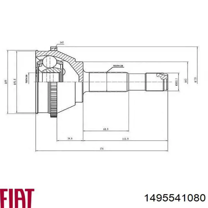 1495541080 Fiat/Alfa/Lancia árbol de transmisión delantero izquierdo