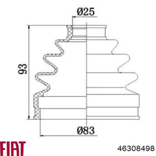 46308498 Fiat/Alfa/Lancia junta homocinética interior delantera derecha