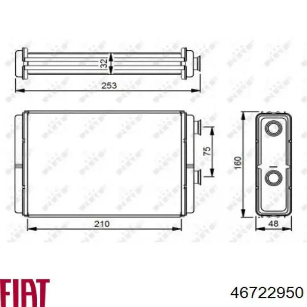 46722950 Fiat/Alfa/Lancia radiador de calefacción