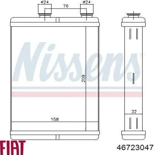 46723047 Fiat/Alfa/Lancia radiador de calefacción