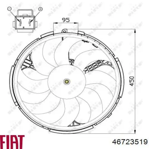 46723519 Fiat/Alfa/Lancia ventilador (rodete +motor refrigeración del motor con electromotor completo)