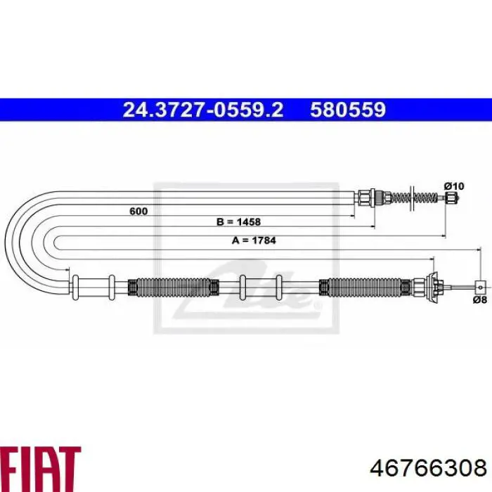 46766308 Fiat/Alfa/Lancia cable de freno de mano trasero derecho/izquierdo