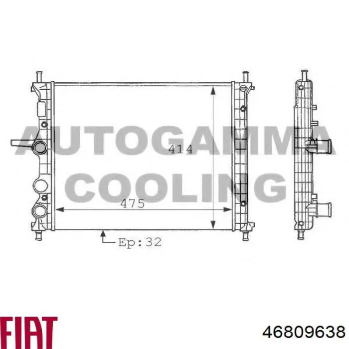 46809638 Fiat/Alfa/Lancia radiador refrigeración del motor