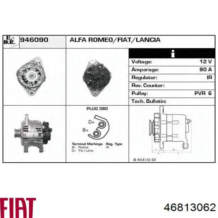 46813062 Fiat/Alfa/Lancia alternador