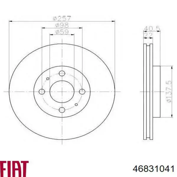 46831041 Fiat/Alfa/Lancia freno de disco delantero