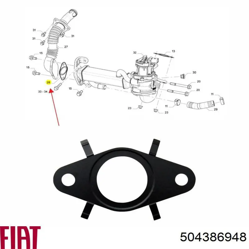 504386948 Fiat/Alfa/Lancia junta egr para sistema de recirculacion de gas