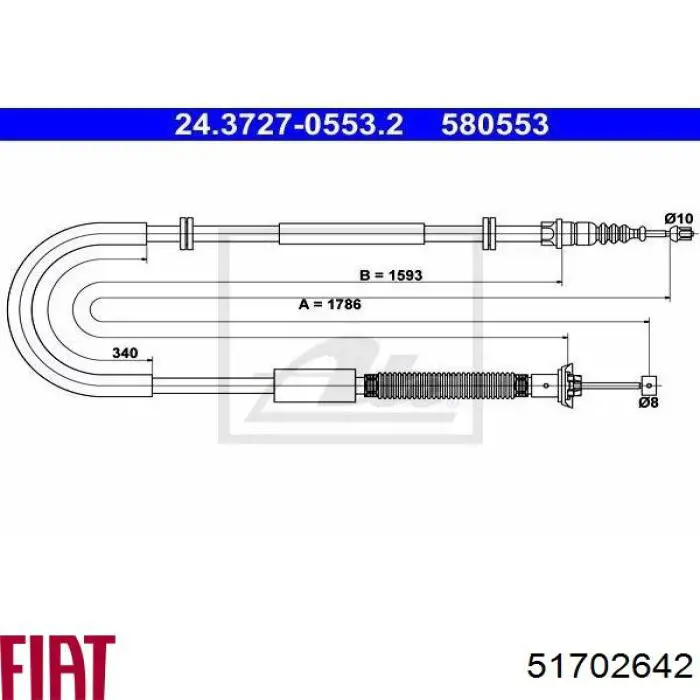 51702642 Fiat/Alfa/Lancia cable de freno de mano trasero izquierdo