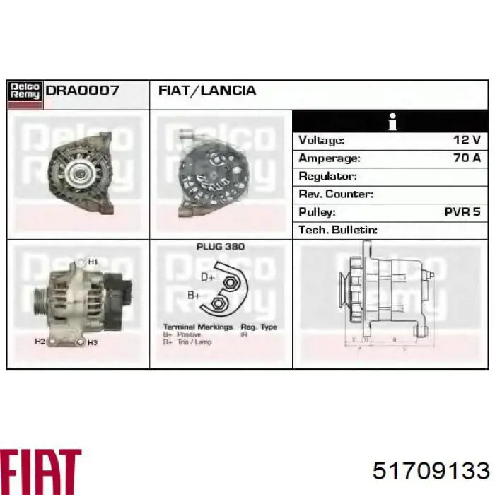 51709133 Fiat/Alfa/Lancia alternador