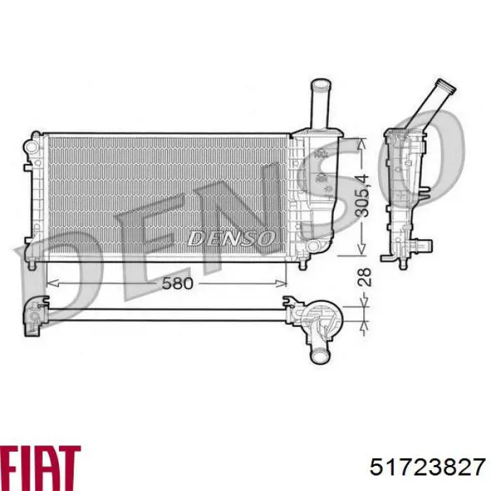 51723827 Fiat/Alfa/Lancia radiador refrigeración del motor