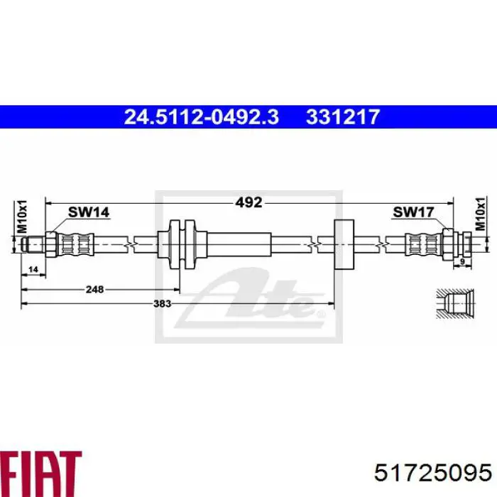 51725095 Fiat/Alfa/Lancia latiguillo de freno delantero