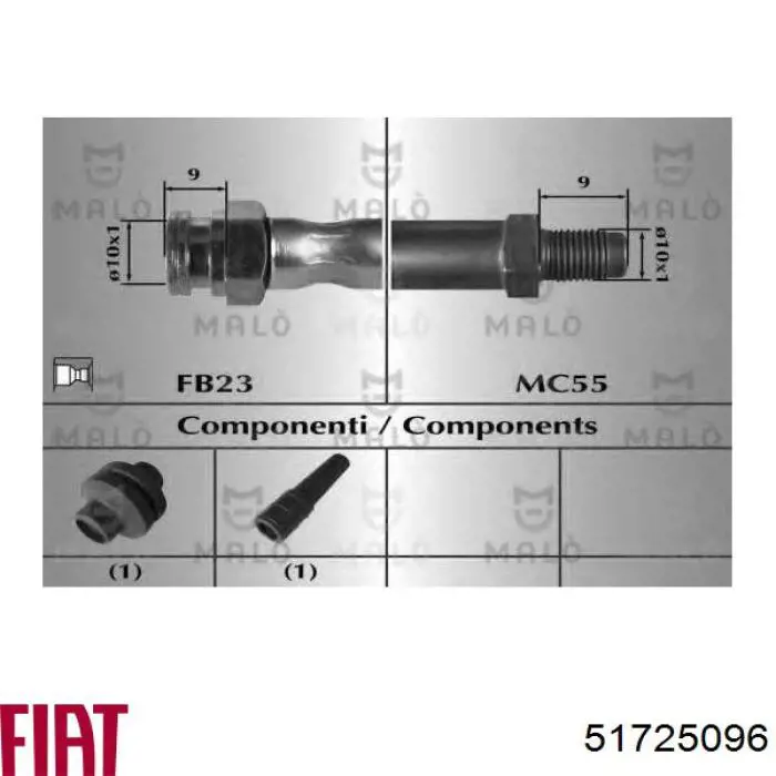 51725096 Fiat/Alfa/Lancia tubo flexible de frenos trasero