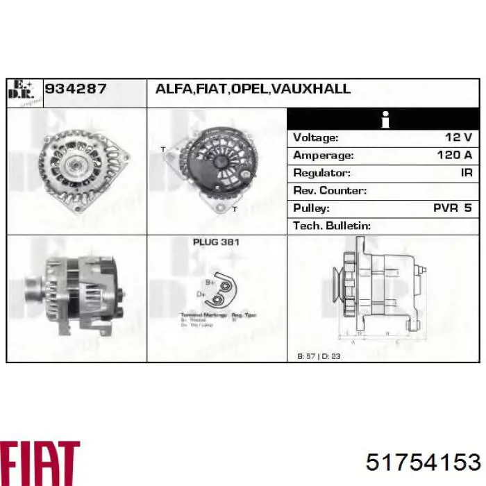 51754153 Fiat/Alfa/Lancia alternador