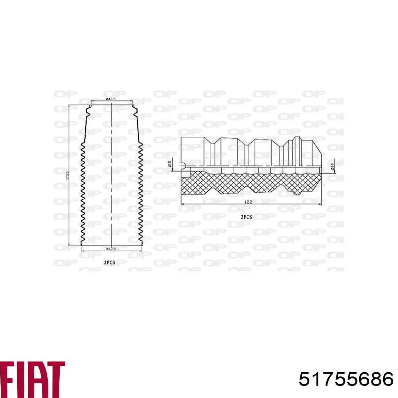 51755686 Fiat/Alfa/Lancia caperuza protectora/fuelle, amortiguador delantero