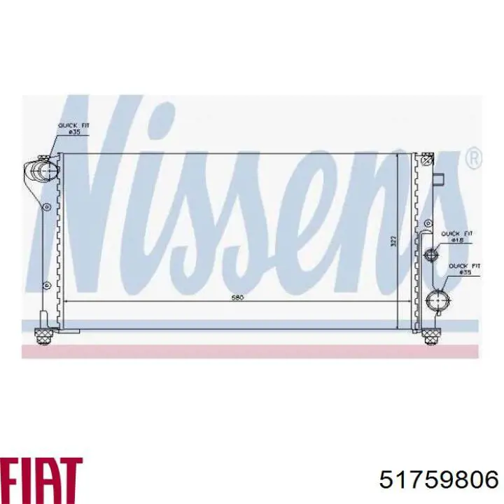 51759806 Fiat/Alfa/Lancia radiador refrigeración del motor