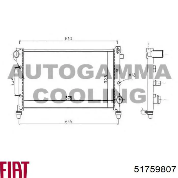 51759807 Fiat/Alfa/Lancia radiador refrigeración del motor