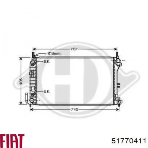 51770411 Fiat/Alfa/Lancia radiador refrigeración del motor