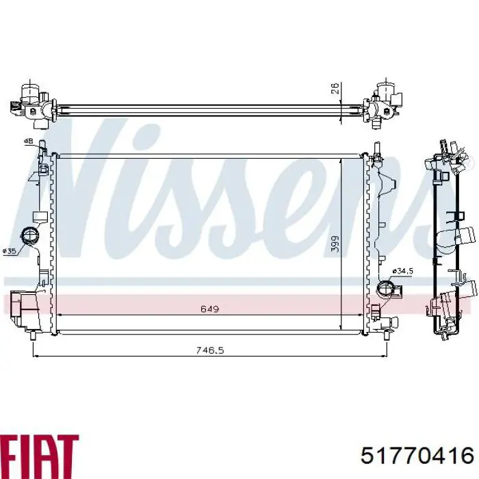 51770416 Fiat/Alfa/Lancia radiador refrigeración del motor