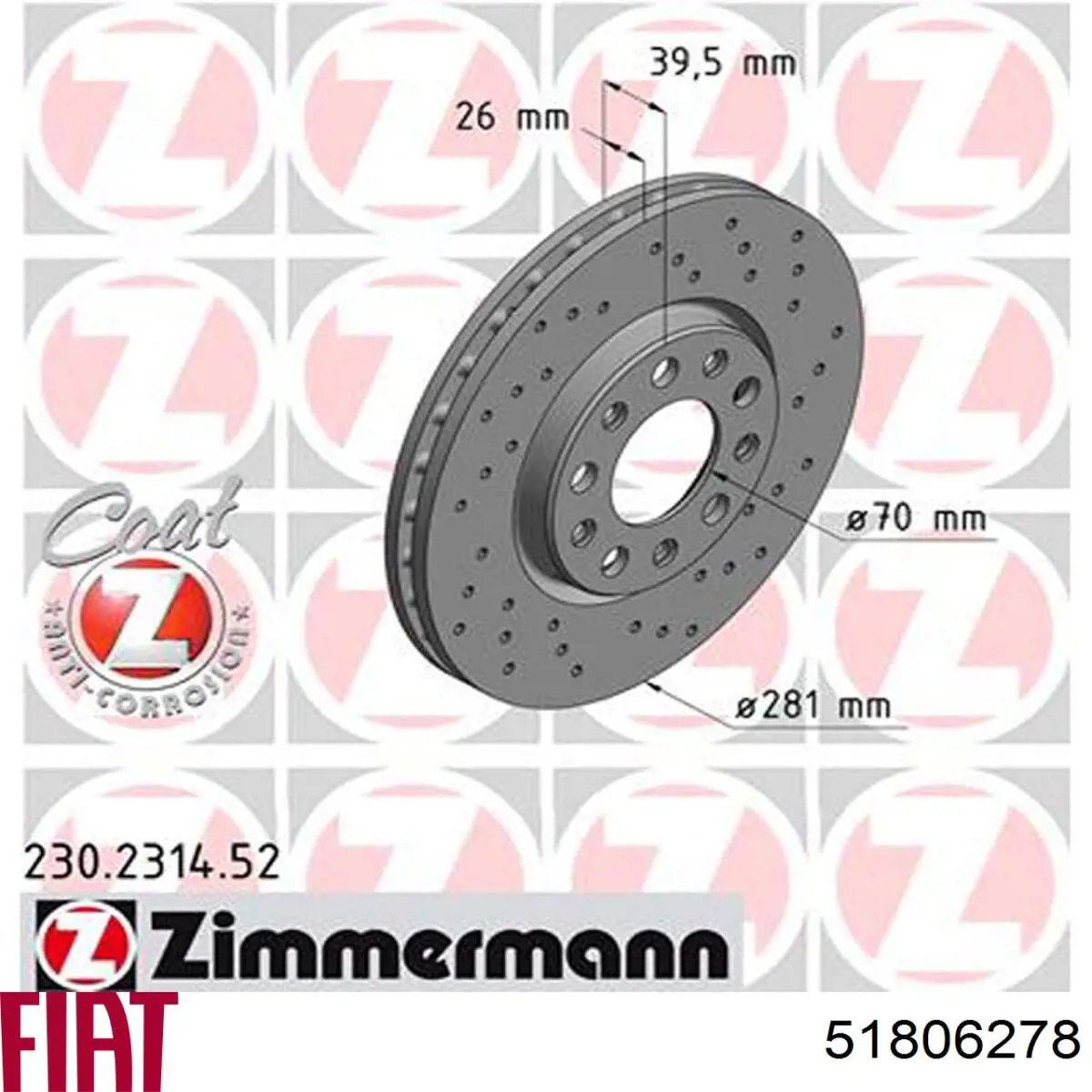 51806278 Fiat/Alfa/Lancia freno de disco delantero