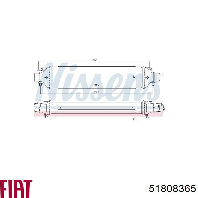 51808365 Fiat/Alfa/Lancia radiador de aire de admisión