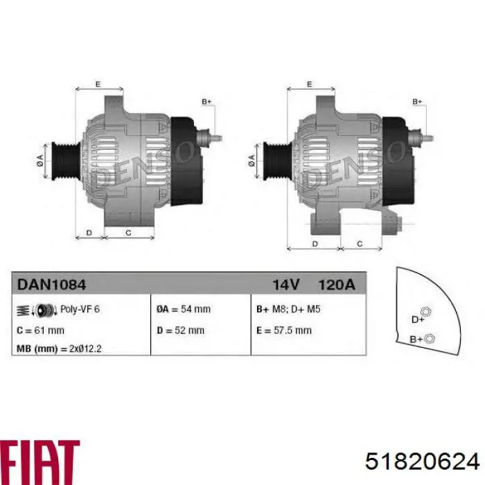 51820624 Fiat/Alfa/Lancia alternador