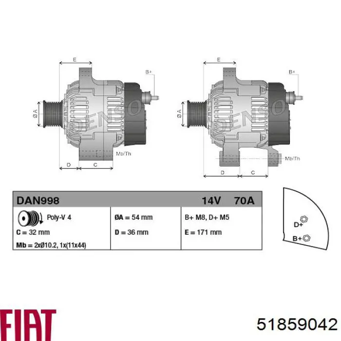 51859042 Fiat/Alfa/Lancia alternador