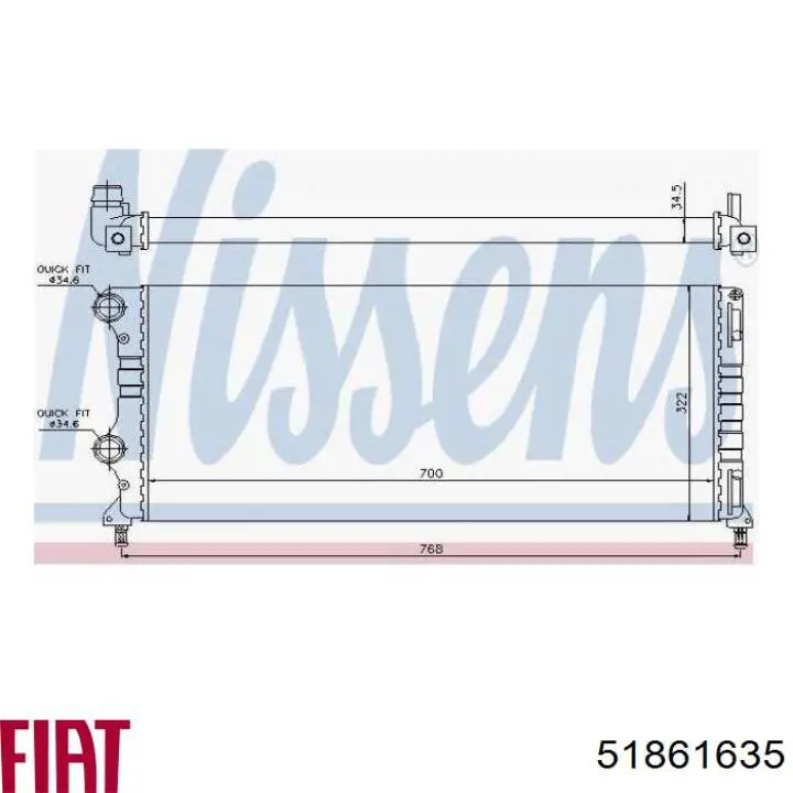 51861635 Fiat/Alfa/Lancia radiador refrigeración del motor